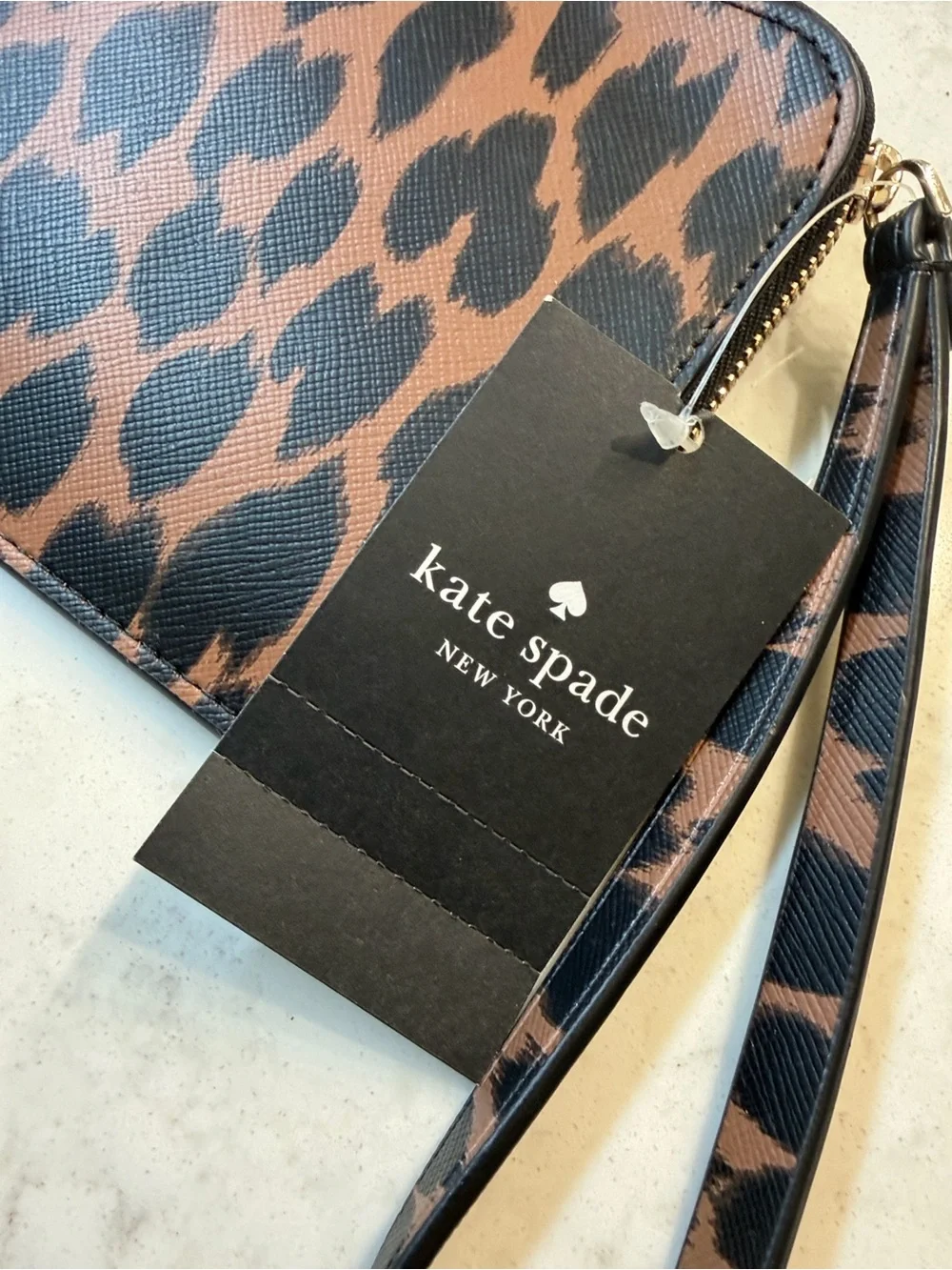 Kate Spade Brown & Black Leopard Zip Pouch